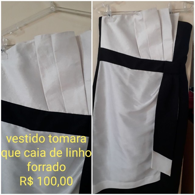 vestido de linho semi novo tomara que caia