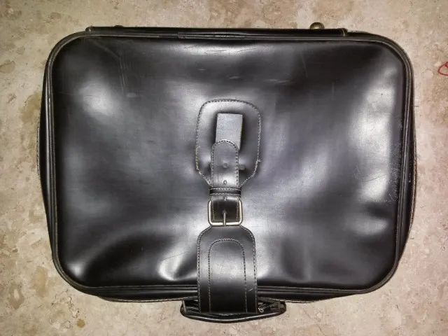 Antiguidade Mala SuitCase Anos 70 Couro Figurino - Foto 4