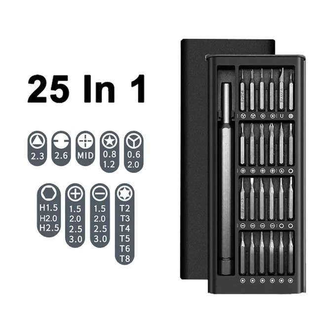 Kit de 25 Peças para Reparação Chaves de Fendas e Chaves Philips Magnética e de Precisão