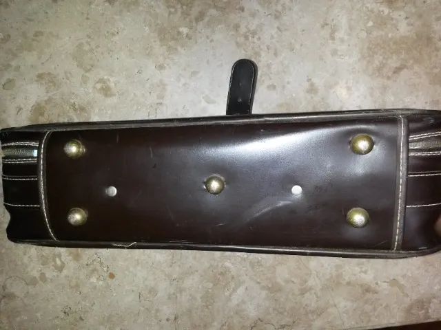 Antiguidade Mala SuitCase Anos 70 Couro Figurino - Foto 2
