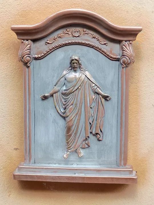 Quadro Decorativo Jesus Cristo ressuscitado em gesso 3d 