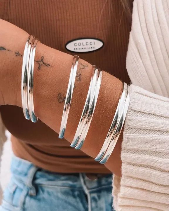 Kit 5 pulseiras argolas prata 925