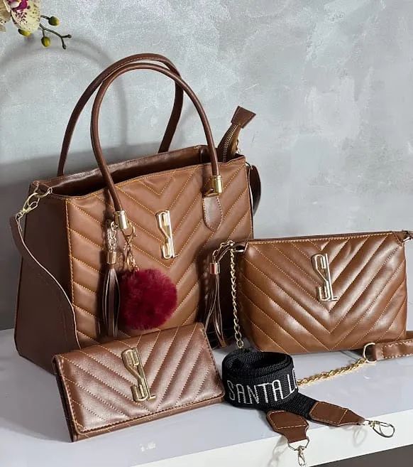 Kit Bolsa Feminina SL (3 PEÇAS) - Acompanha Pompom (Consulte Estoque) - Foto 5