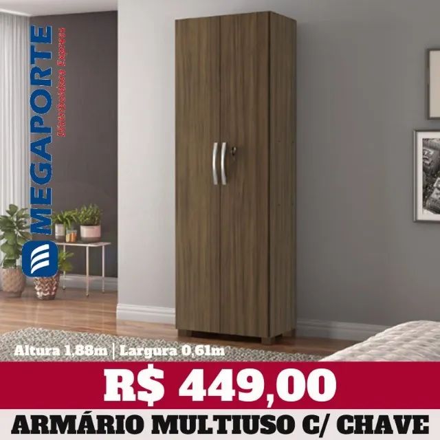 Armário Escritório Multiuso 2 Portas com Chave e Pés (Novo) Entrega Grátis!  - Foto 3