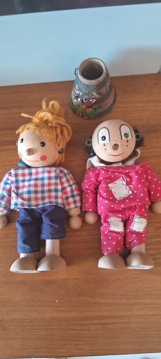 Colecionismo 2 Fantoches Antigos em Madeira 