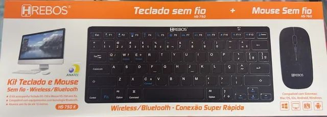 Kit Teclado E Mouse Bluetooth Sem Fio P/ Notebook Tablet Cor Do Teclado Preto - Foto 2