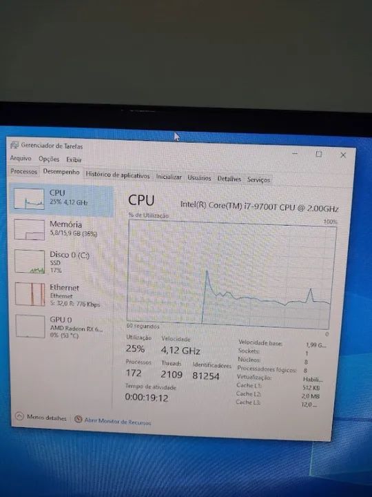 PC Gamer/Design i7 9ª geração +16gb memória + SSD 240gb + Placa de vídeo RX 6400 4gb DDR6 - Foto 4