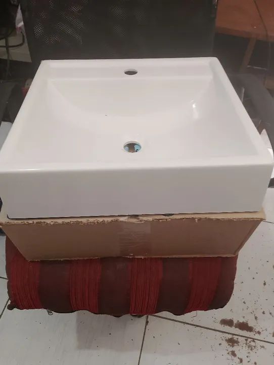 Cuba para banheiro 40x38 Ravena mármore sintético quadrado - Foto 2