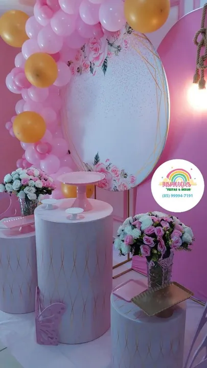 DECORAÇÃO DE FESTA ROSA BB