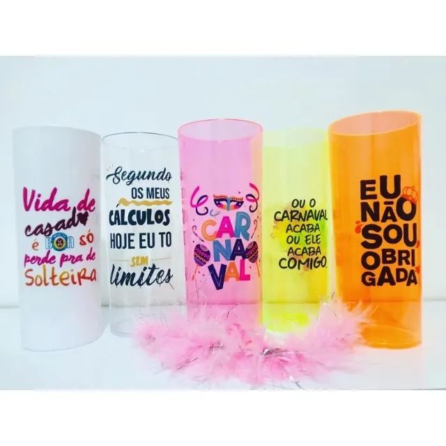 copos long drink neon e transparentes  personalizados