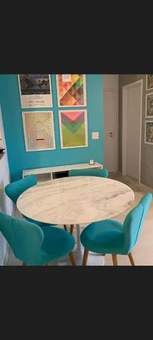 Mesa Saarinen mármore espírito santo 90cm Oferta  - Foto 5