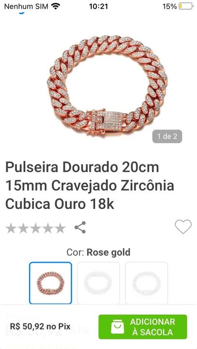 Pulseira dourada 20cm cravejado em zircônia  - Foto 4