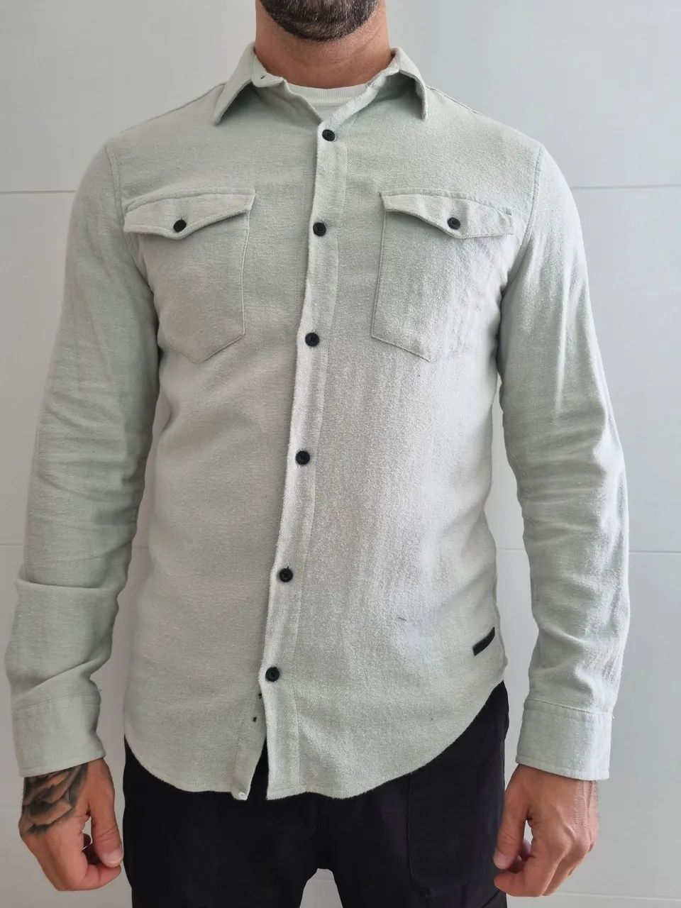 Camisa flanelada Longa Masculina Verde Claro