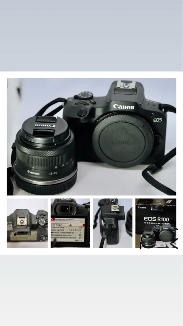 Câmera Canon EOS R100 com Lente 18-45mm