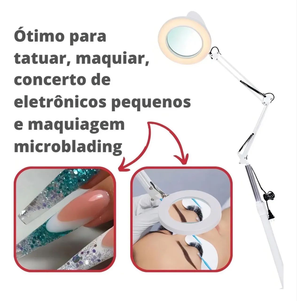 Luminaria Lupa 120 Leds 5x Limpeza Pele Depilacao - Foto 4