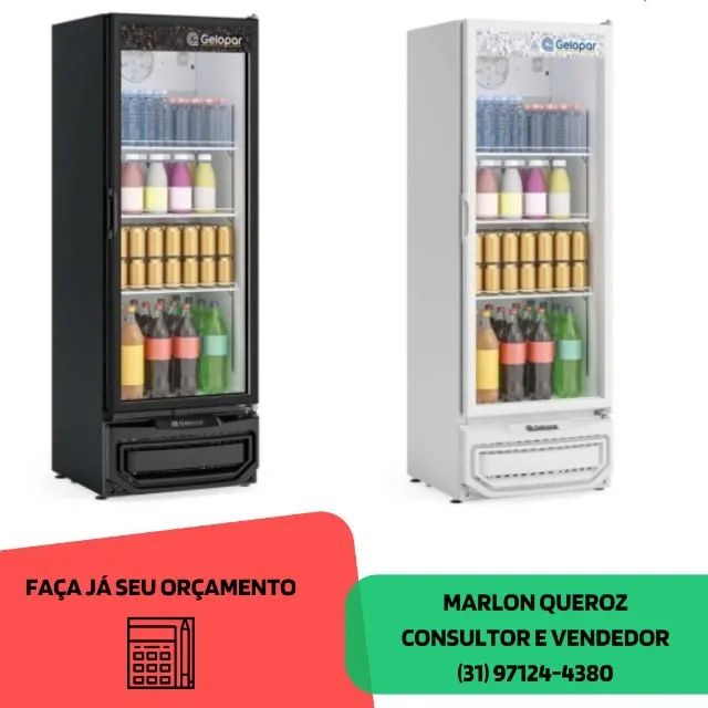 Refrigerador Expositor Vertical 410 Litros Gelopar Preto / Branco 220v