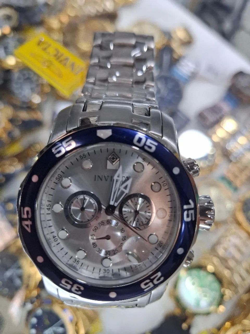 Relógio INVICTA PRO DIVER PRATA BEZEL AZUL - MULTIFUNCIONAL  - Foto 3