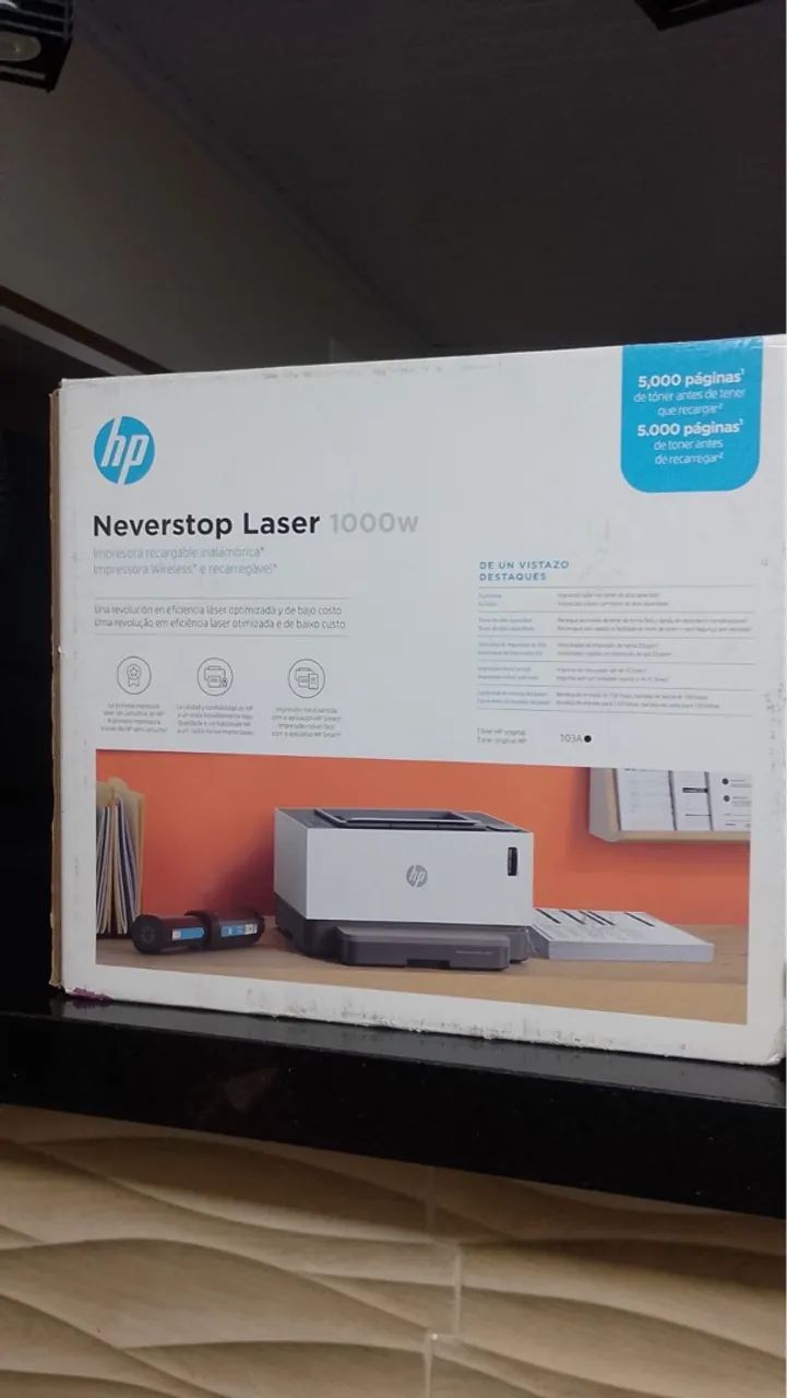 Impressora HP Neverstop Laser 1000w - Recarregável e Inalambrica