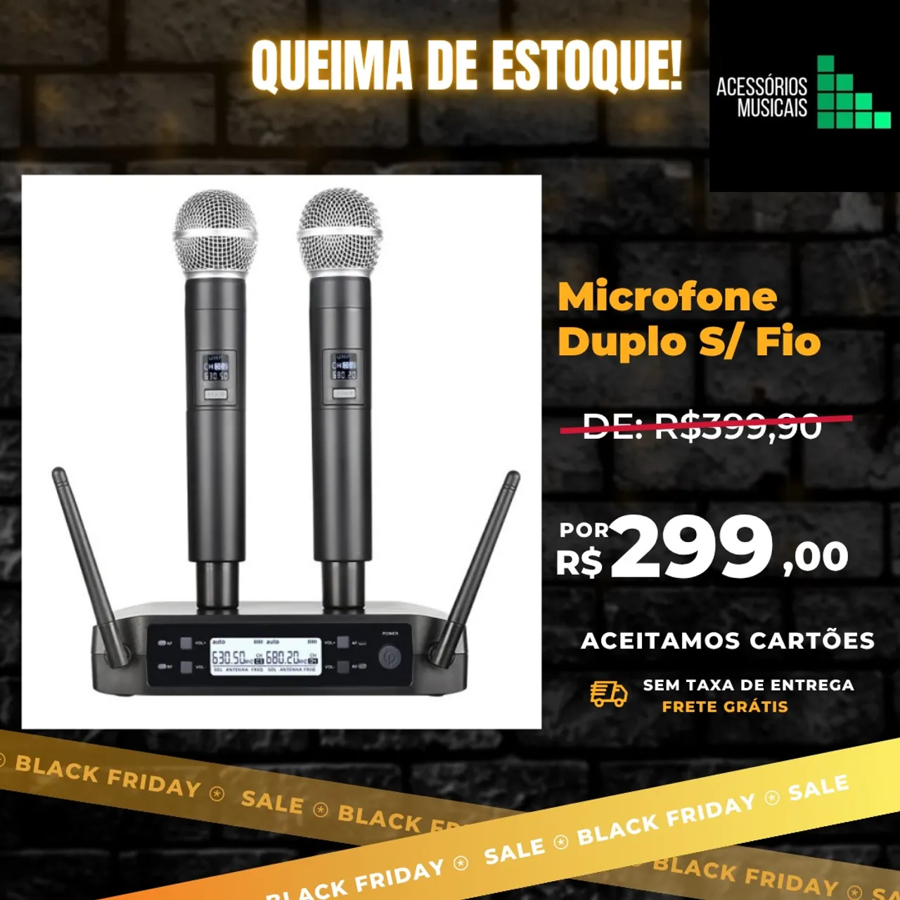 Microfone Duplo Sem Fio - Black Friday!