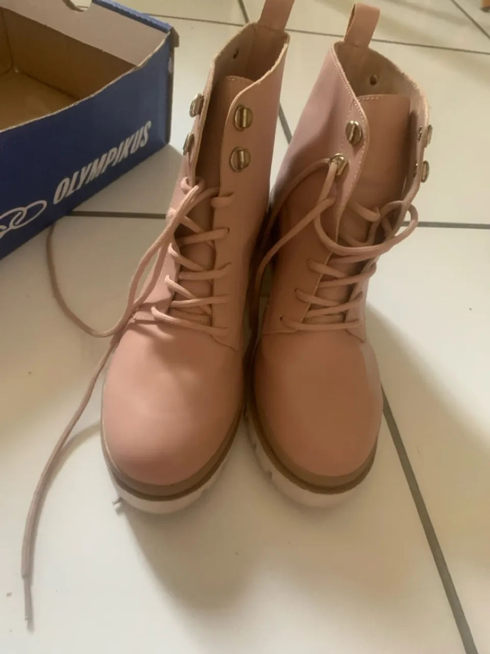 Botas Coturno Rosa Femininas