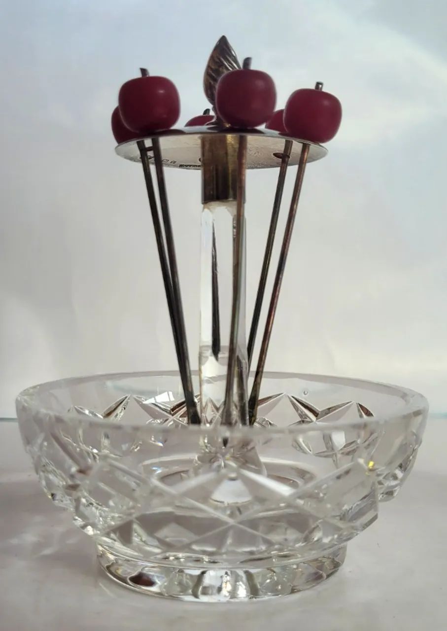 Suporte para Palitos de Coquetel em Prata Esterlina e Cristal - Mappin & Webb, Londres - Foto 3