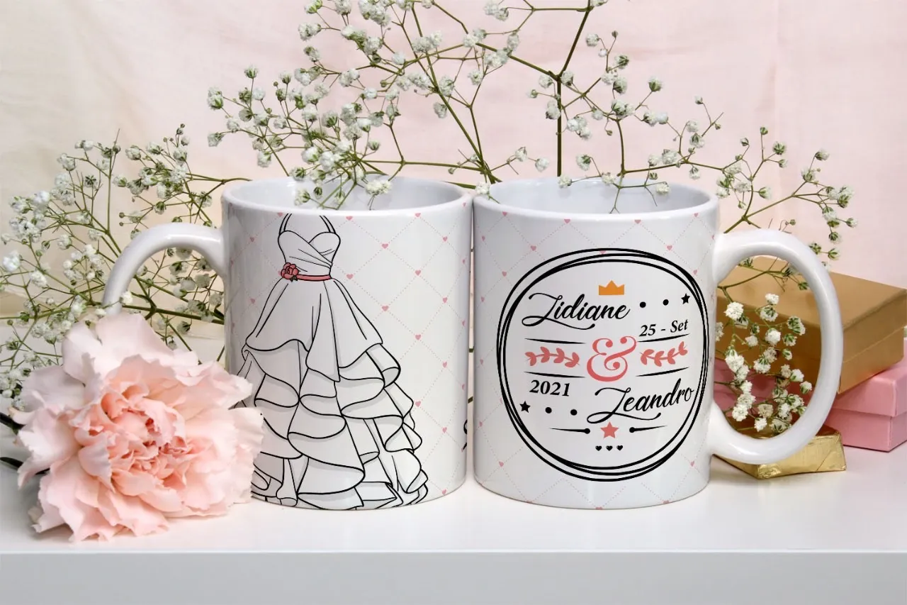 Caneca Branca Personalizada Casamento