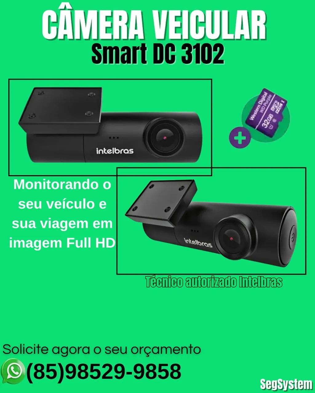 CÂMERA VEICULAR INTELBRAS C/ SD 32GB