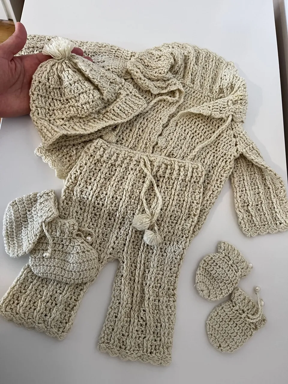 Conjunto de tricô artesanal para bebê - Unissex