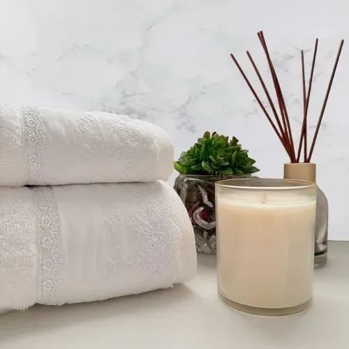 PROMOÇÃO! Jogo Kit Banhão E Rosto Bordado Inglês 100% ALGODÃO EGÍPCIO---2 Peças Branco - Foto 5