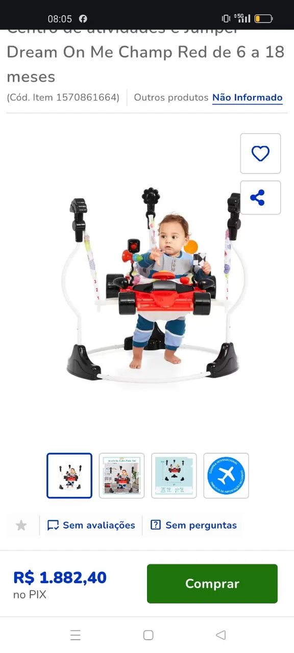 Brinquedo pula pula (Jumper) completo e volante sonoro com pilhas - COR VERMELHA