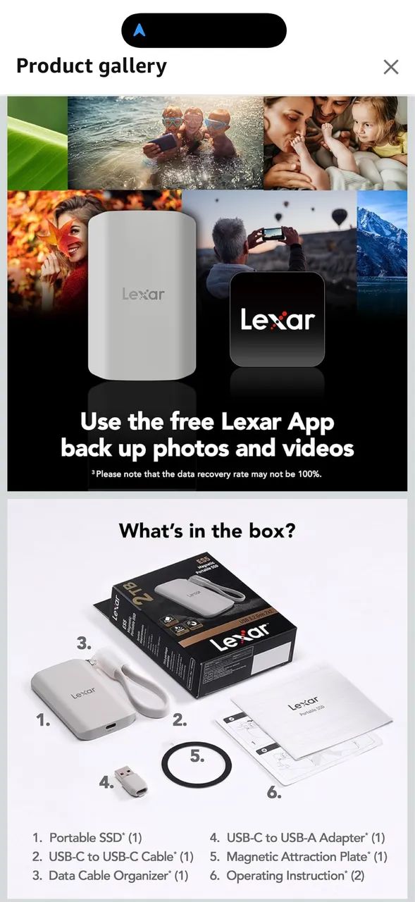 Lexar SSD Externo 1TB, Magnético, USB-C até 2000mb/s - Foto 2
