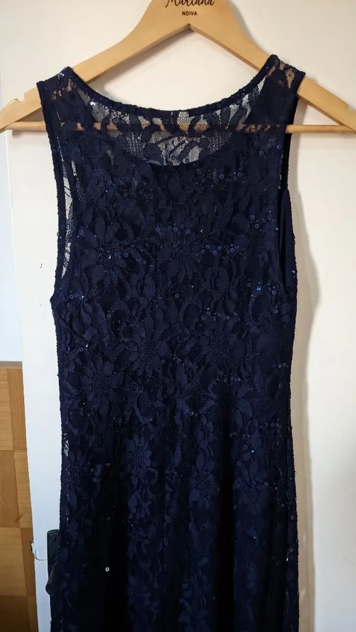 Vestido de renda azul marinho tamanho P - Foto 4