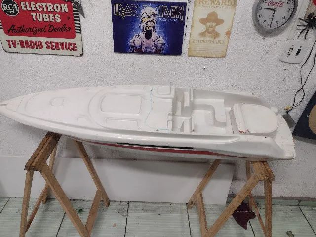 barco lancha grande de fibra para controle remoto - Foto 4