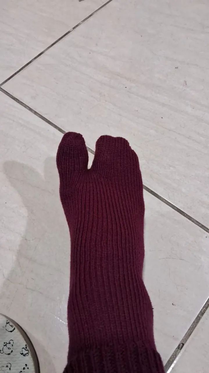 Meia de tricô para usar com chinelo - Foto 2