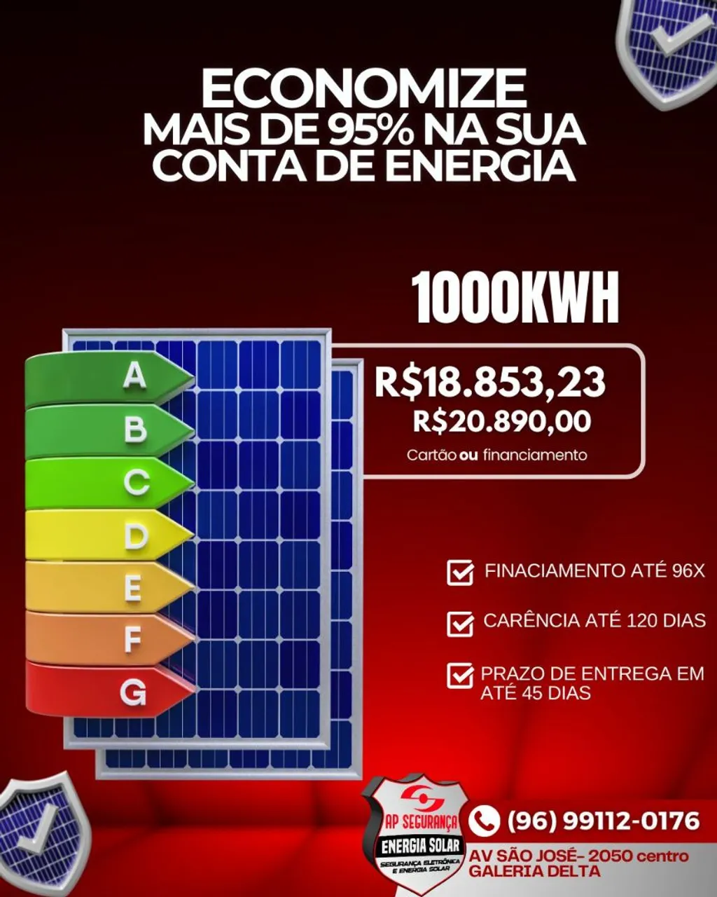 Kit solar de 1000kwh na promoção
