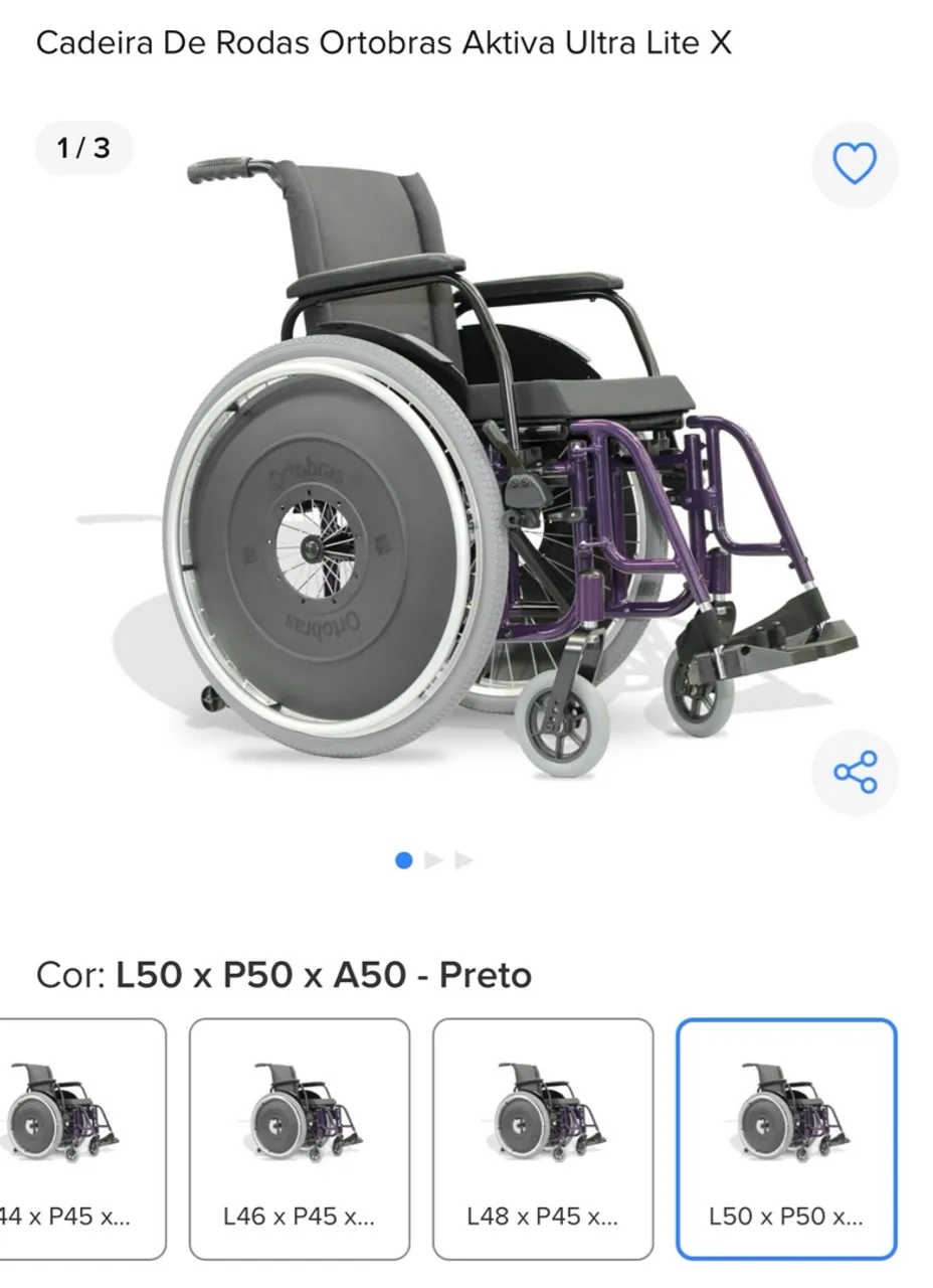 Cadeira de Rodas Ortobras Aktiva Ultra Lite X - Semi-nova