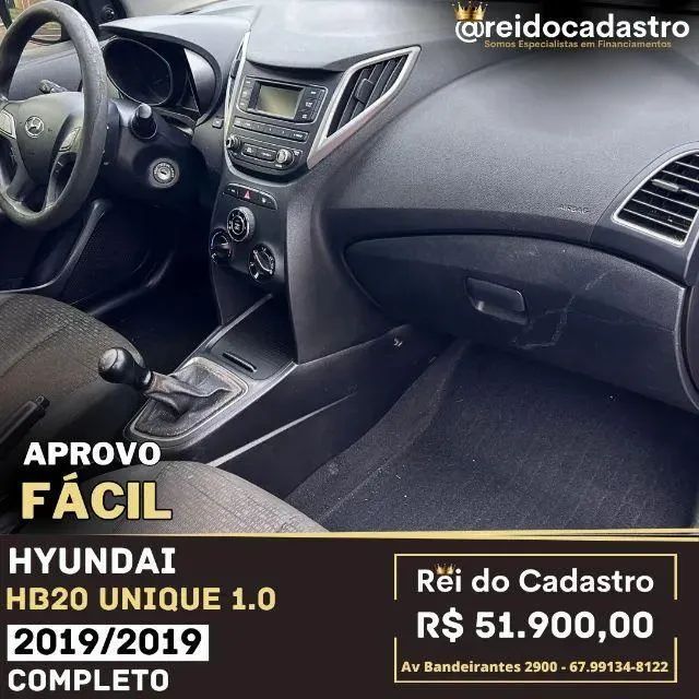 HB 20 Unique 1.0 2019/2019 - Completo- R$ 51.900,00 - Aprovo Fácil - Rei do Cadastro - Foto 5