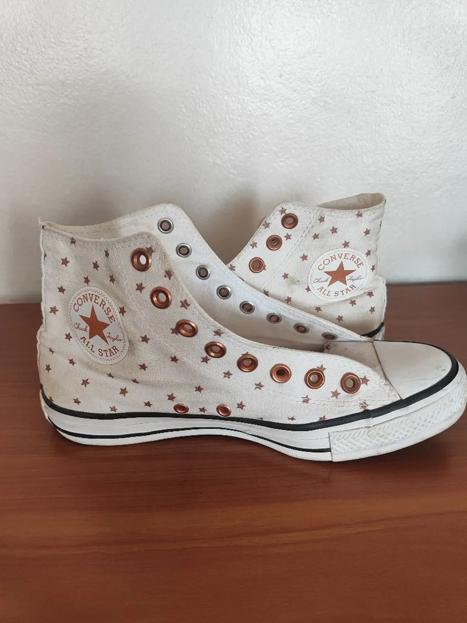 Converse All Star Estrelas - Branco/Marrom. Original