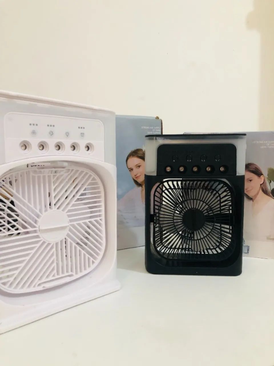 Ventilador Portátil de Mesa - Umidificar, Climatizador - Led - Água e Gelo - 3 Velocidades
