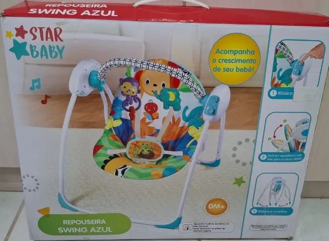 Cadeira de Descanso Swing Azul Star Baby - Foto 3