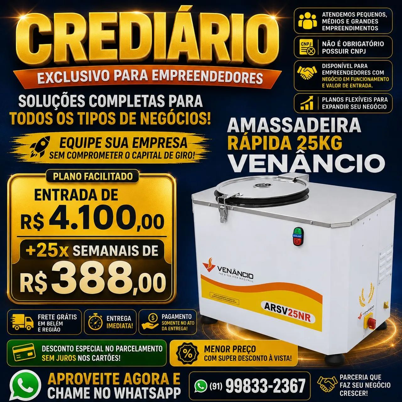 Masseira Rápida 25Kg Venâncio - Crediário para empreendedores 