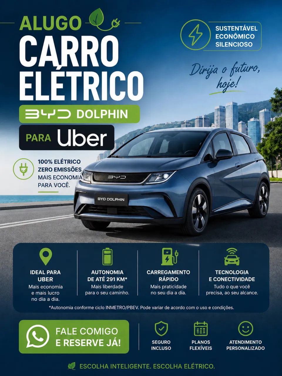 Aluga-se carro elétrico Dolphin Mini UBER