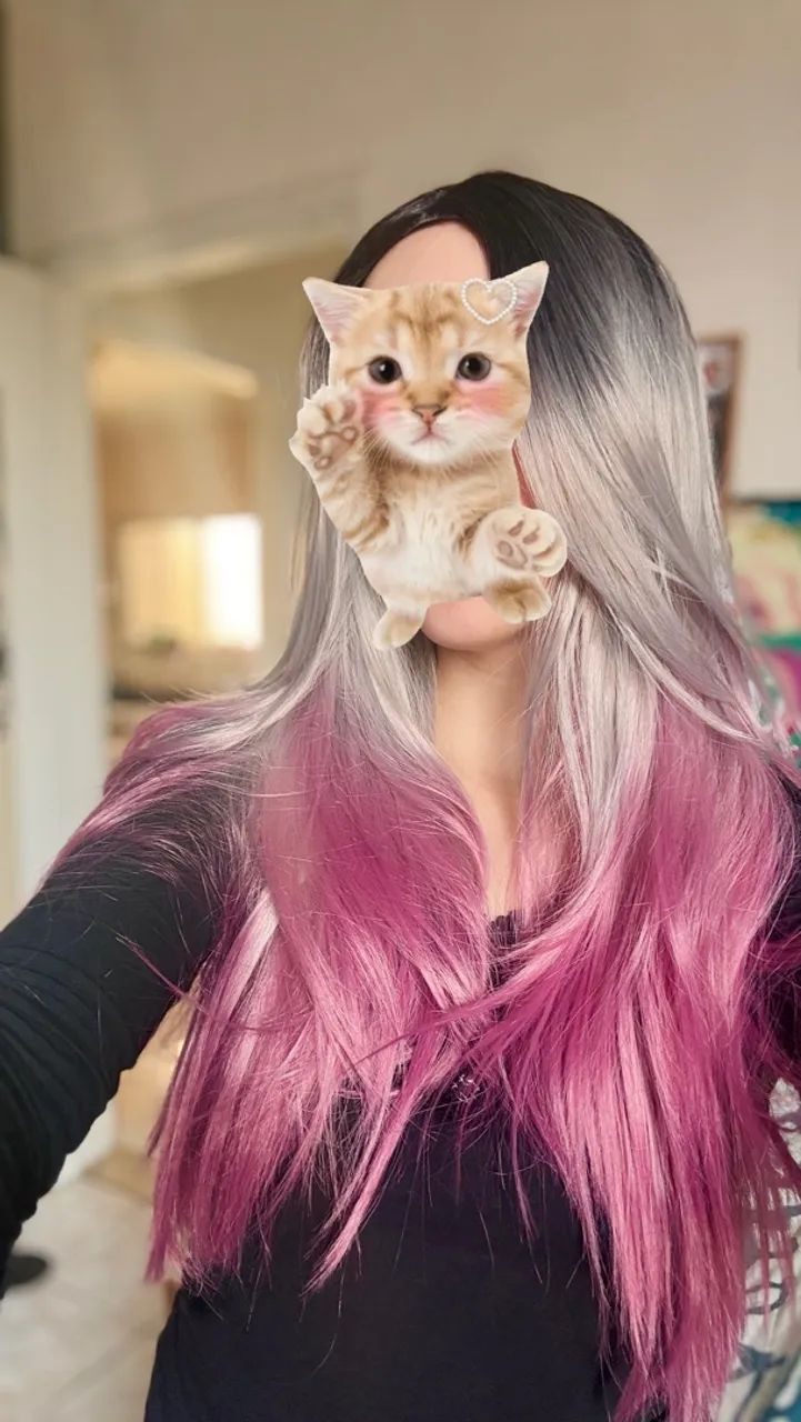 Peruca Lace Wig ombre hair rosa - Foto 5