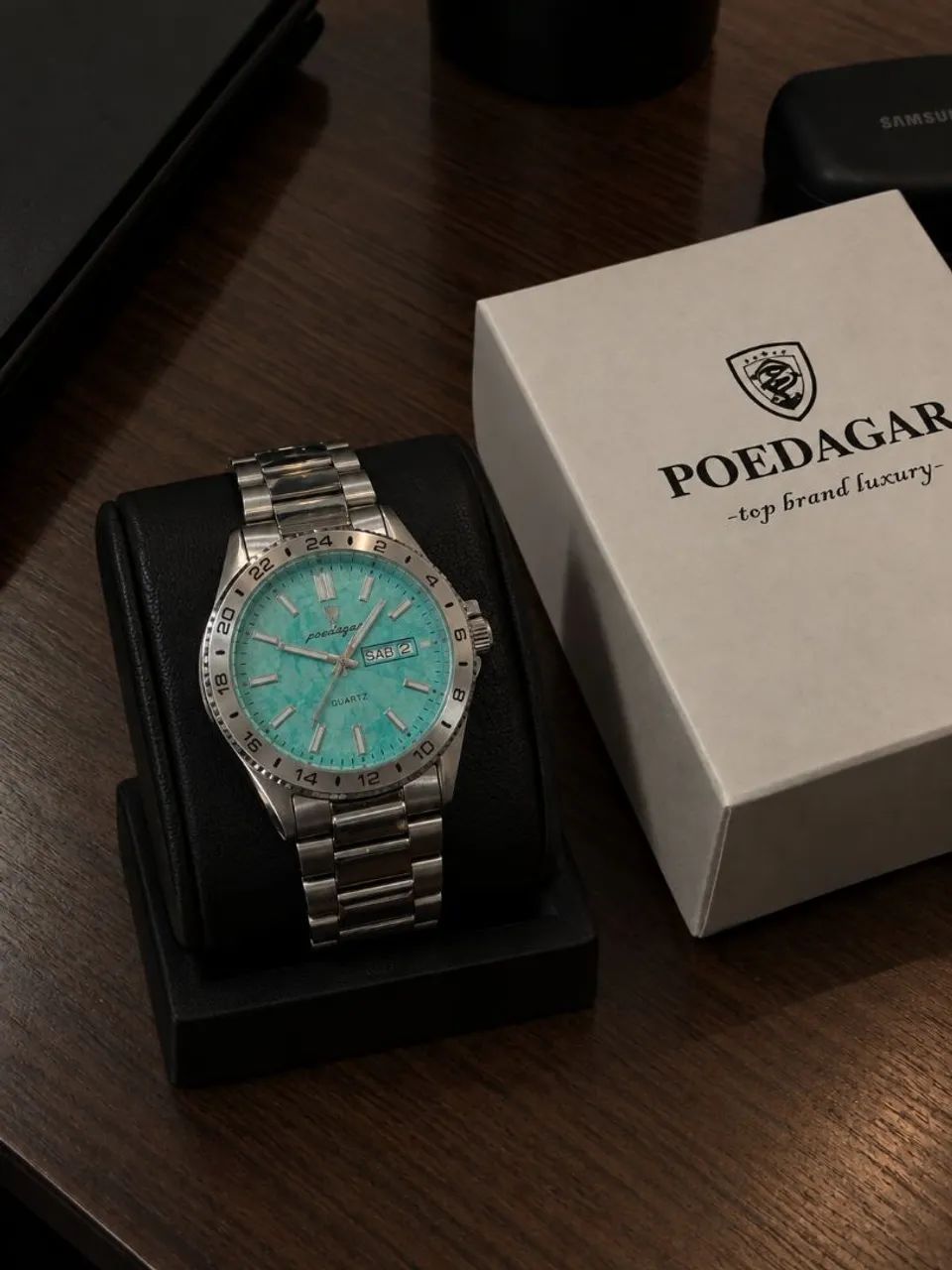 Relógio poedagar silver mintblue (novo)