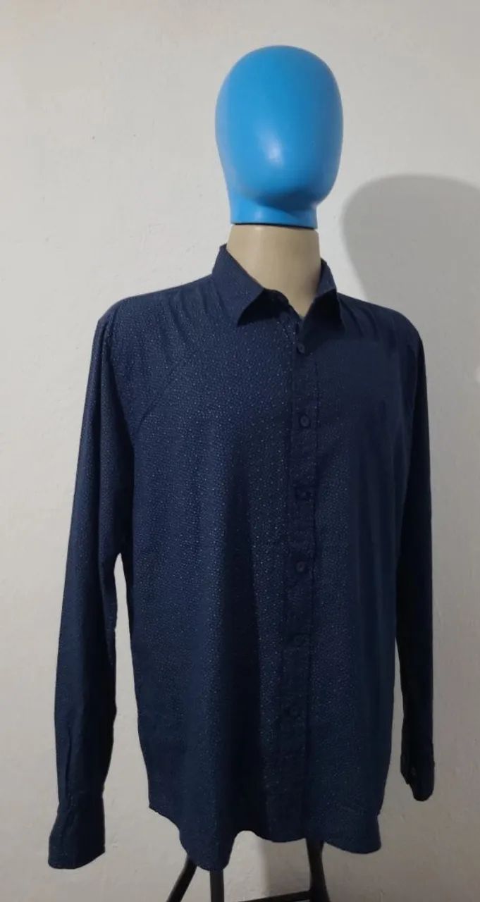 Camisa social azul tamanho G, bonita, original, confortável, tecido macio.  - Foto 4
