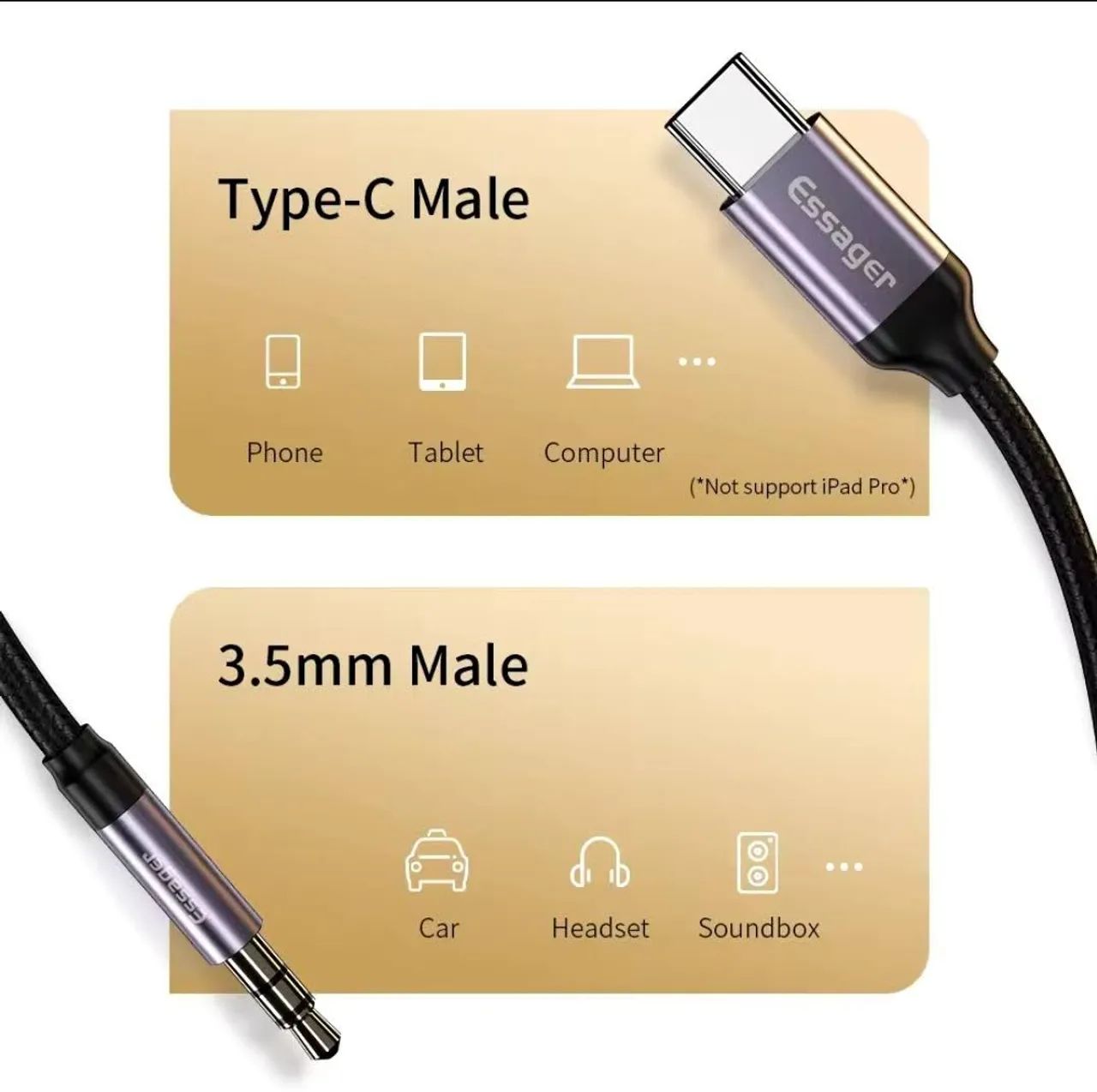 Cabo Tipo-C para p2 3.5mm original com chip DAC  - Foto 2