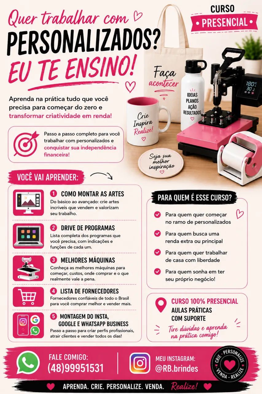 Curso para Loja de Brindes - Sublimação e Transfer 