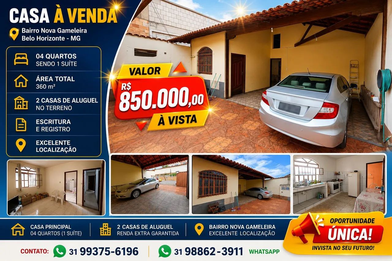 CASA 04 QUARTOS+ DOIS BARRACÃO ANEXOS.