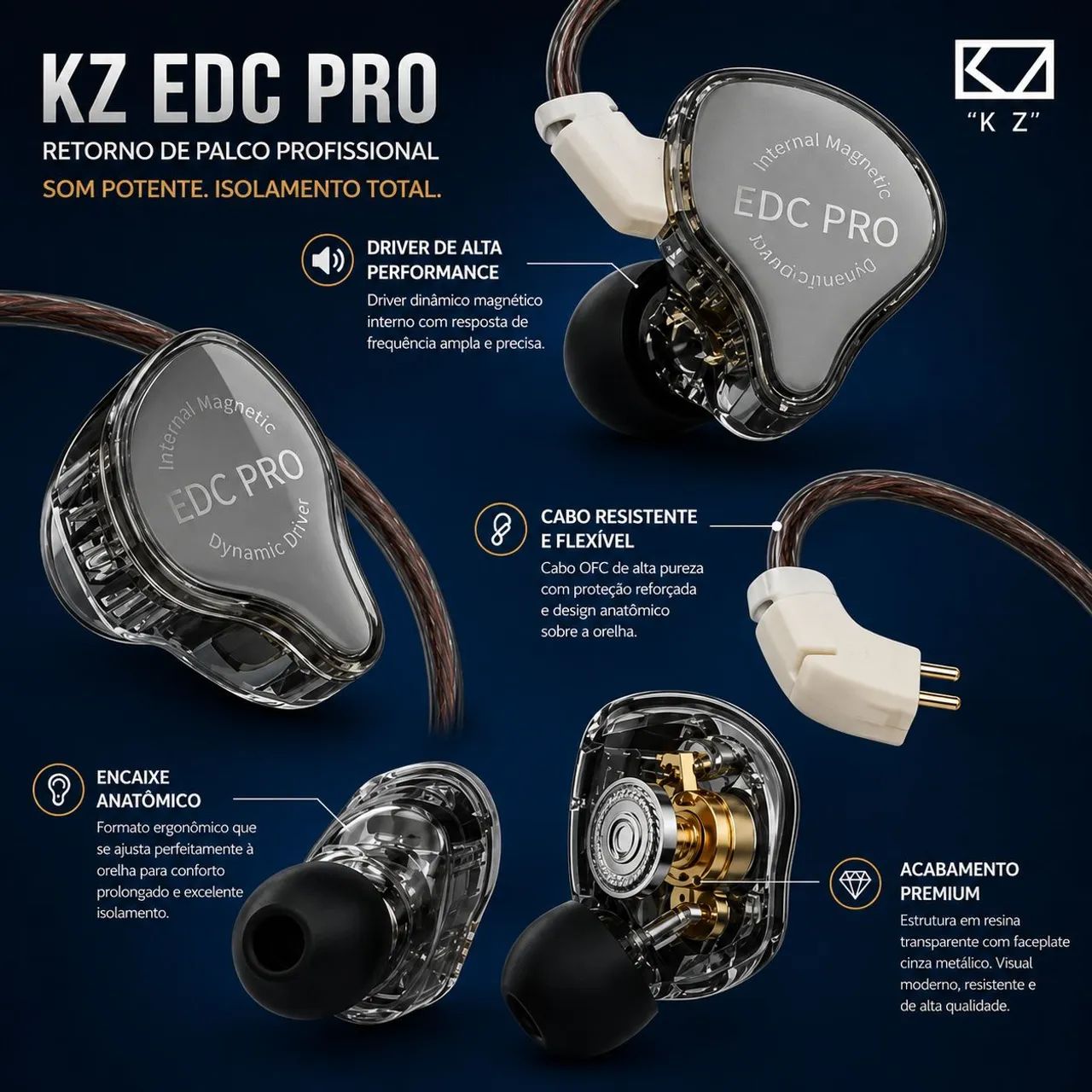 Fone KZ EDC PRO sem MIC