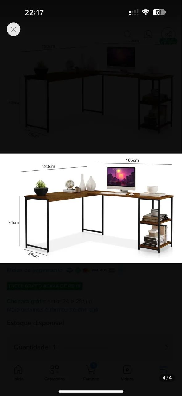 mesa escrivaninha em L